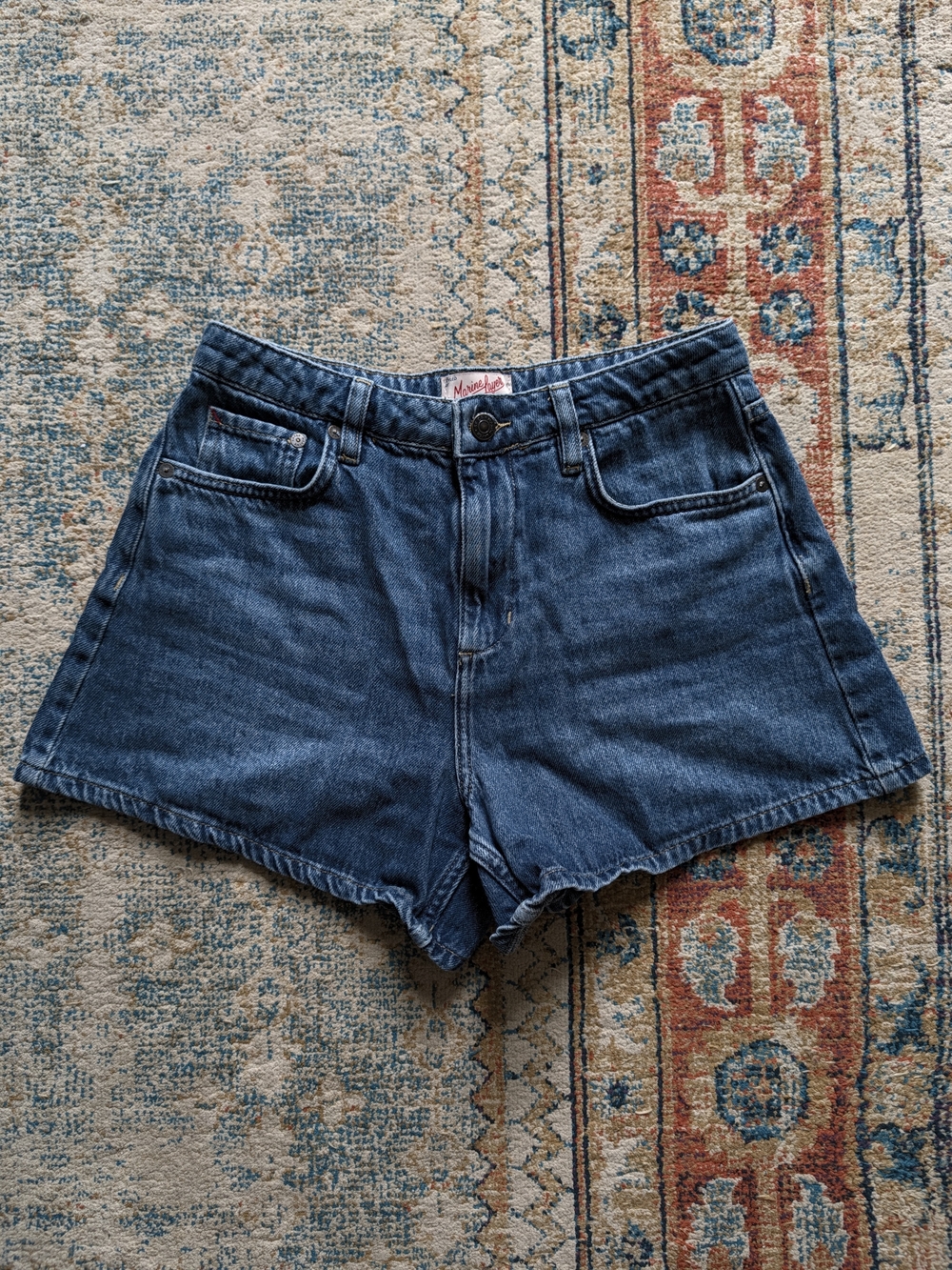 Marine Layer Dark Blue High-Rise Denim Shorts